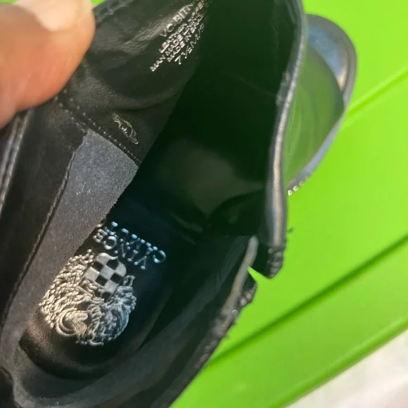 Vince Camuto Black Open-Toe Leather Ankle Booties with Silver Trim - Picture 14 of 15